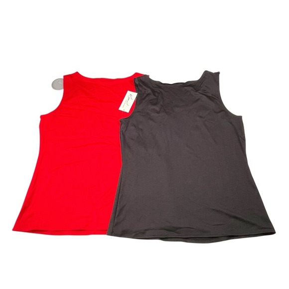 NEW 2 Pack Kim Rogers Medium Sleeveless Tank Top Red/Black Lightweight Classic - Picture 2 of 5